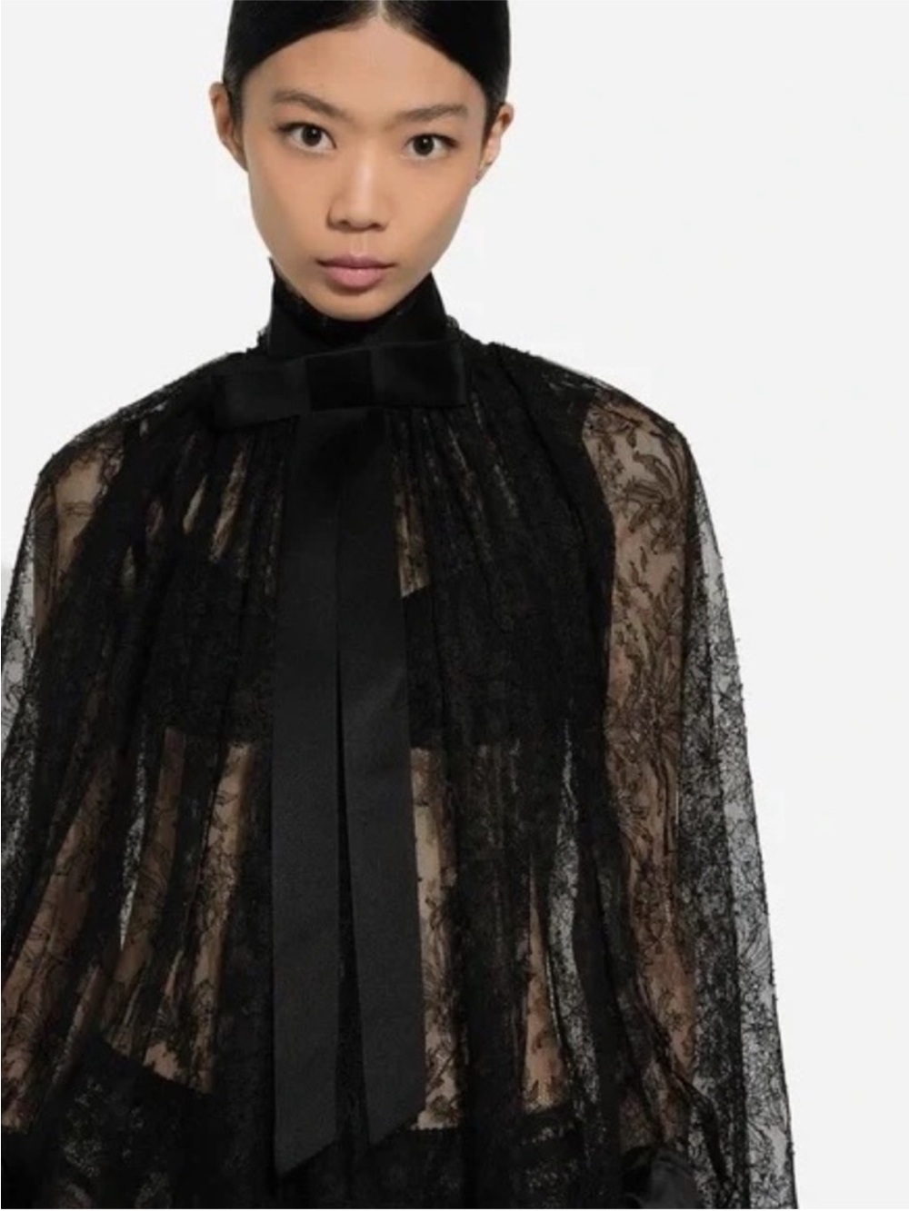 Dolce & Gabbana Black Bow Tie Choker with Long Tails NWT